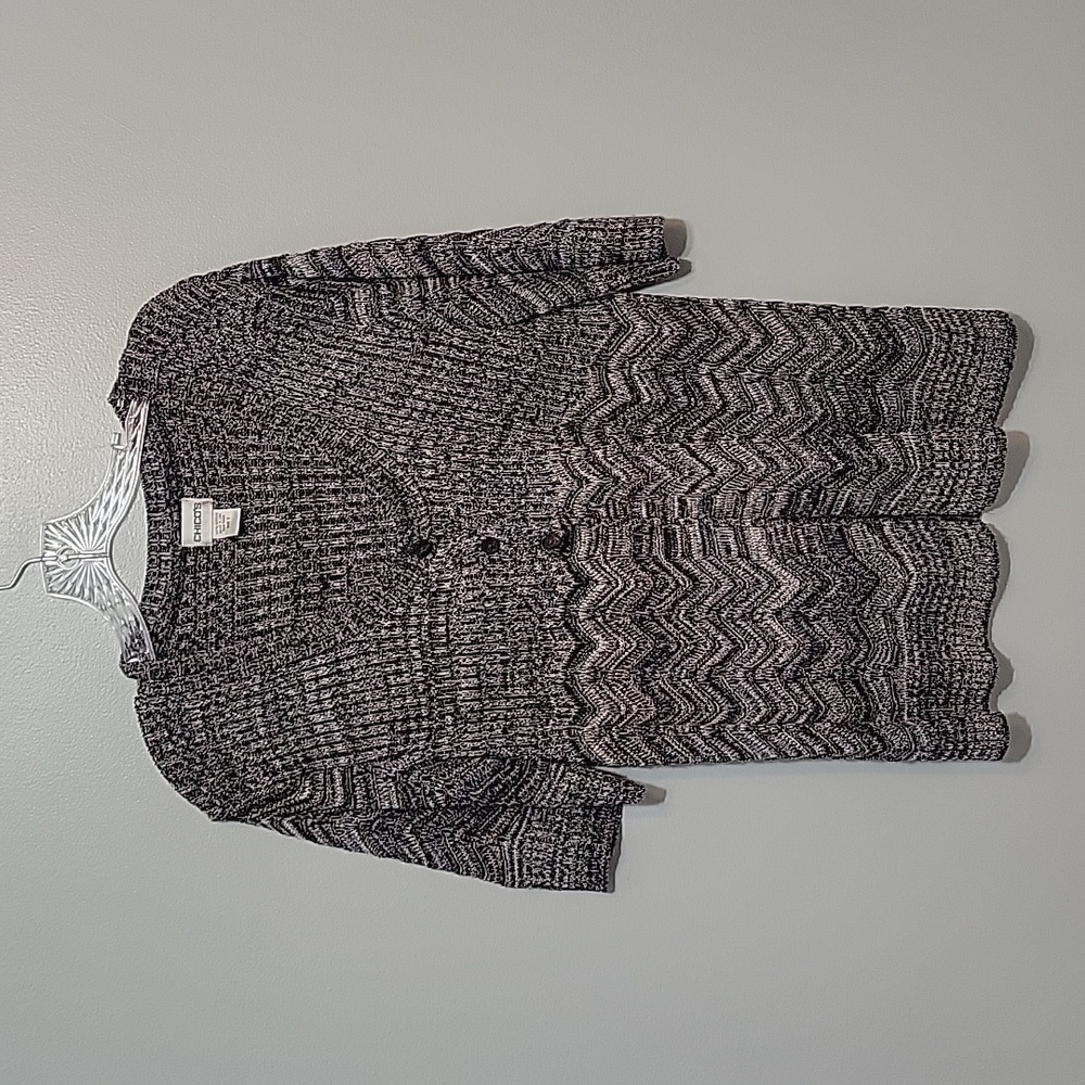 Chico's womens Black & White Front button knit sweater - size XL
